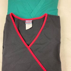 Scrubs- Lot of 2. Tops. Black and green. XL & Lg.